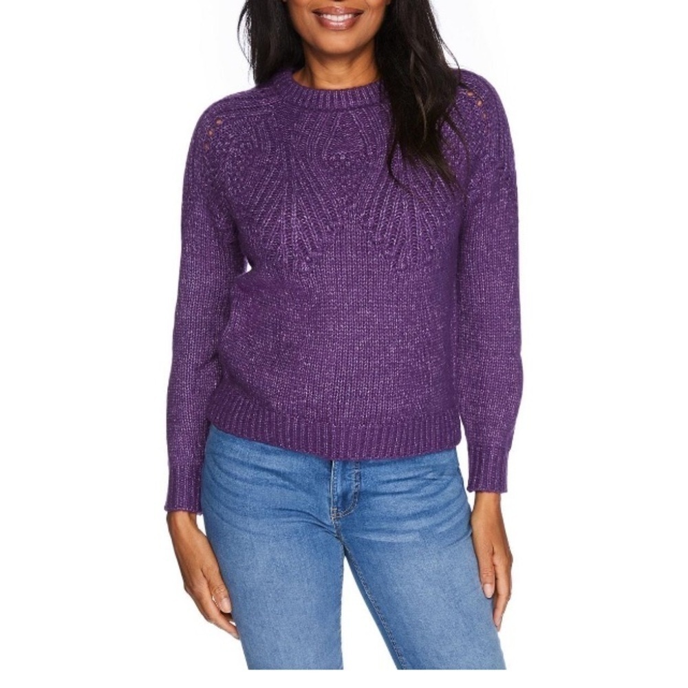 Penmans Purple Fair Isle Cable Knit Cozy Sweater Size M